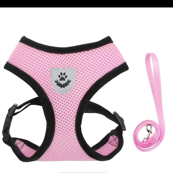 Pink Adjustable Reflective Pet Harness And Leash Set! NWT - Picture 1 of 6